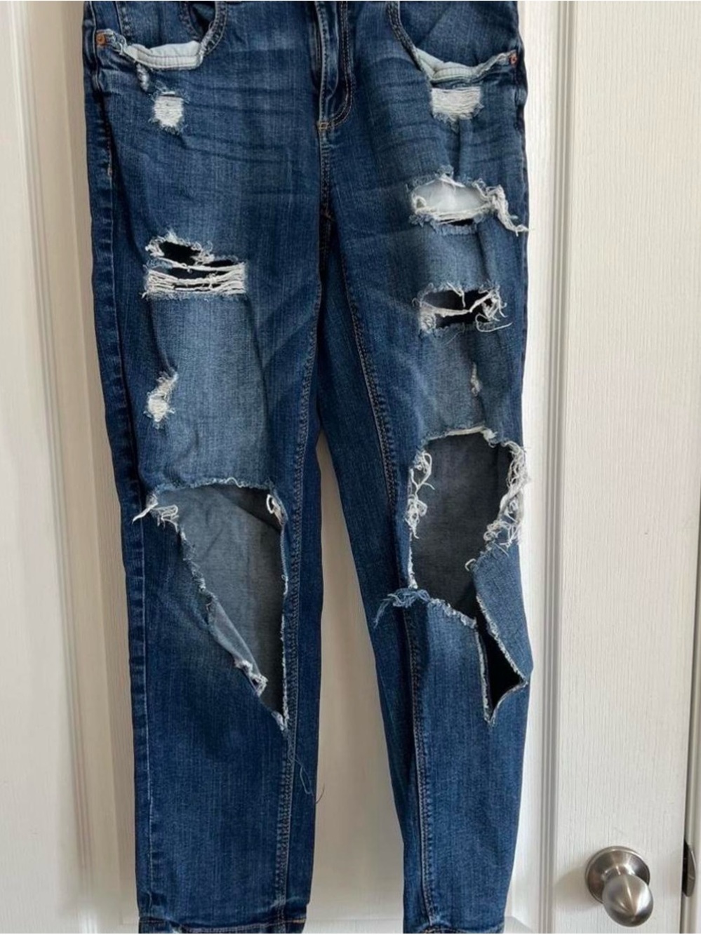 Garage Women's Dark Blue Distressed Boyfriend Jeans